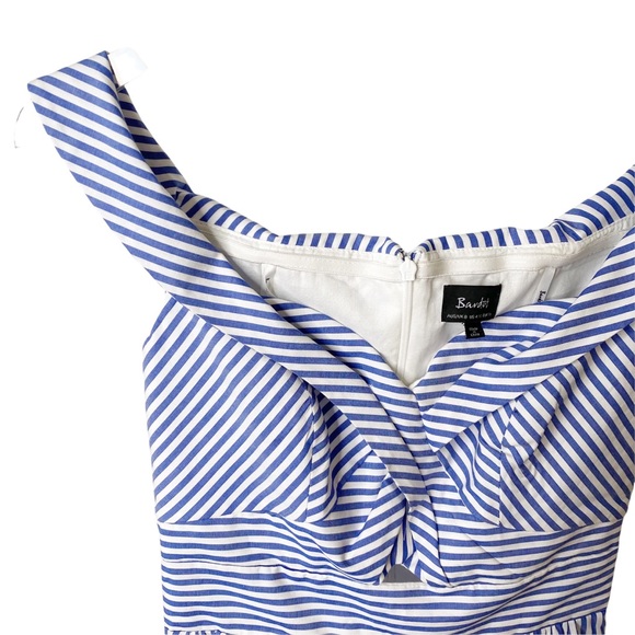 Bardot Blue & White Striped Peplum Top Size 4/XS - Picture 4 of 7